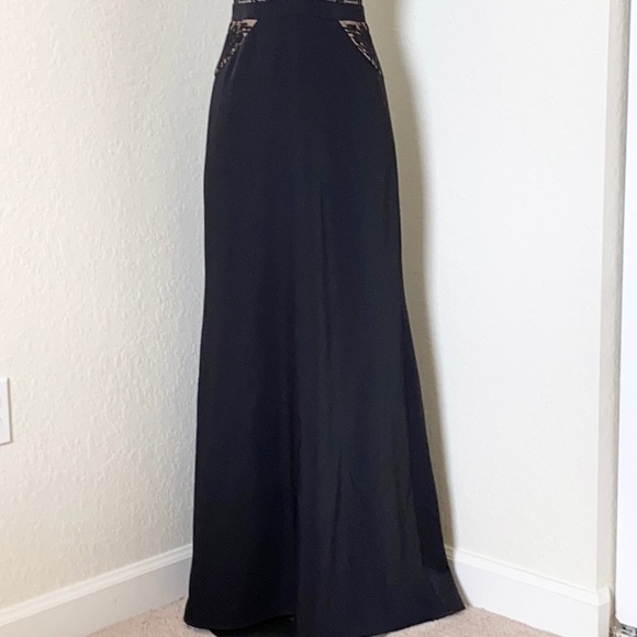 BCBGMaxAzria Emyli Lace Blocked V-neck Dress Gown - Picture 7 of 10